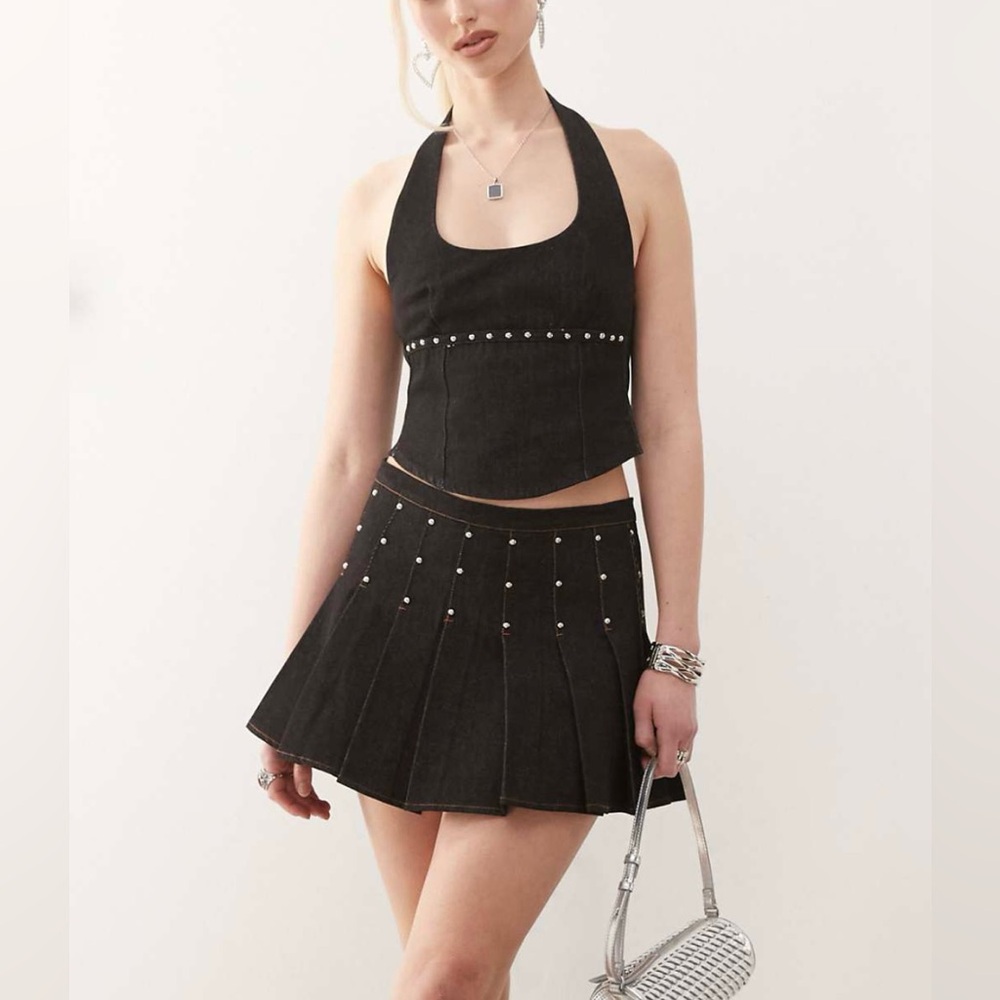 Motel Rocks Gatlin Black Denim Skirt